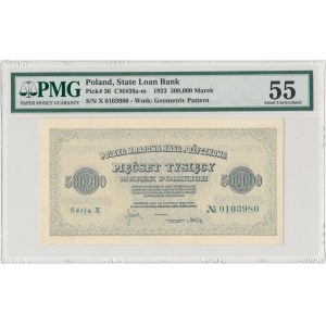 500.000 mkp 1923 - Serja X (Mił.36g) - 7-cyfr - PMG 55