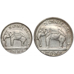 Thailand, Rama VII, 25 und 50 Satang 1929 -2 Stücke