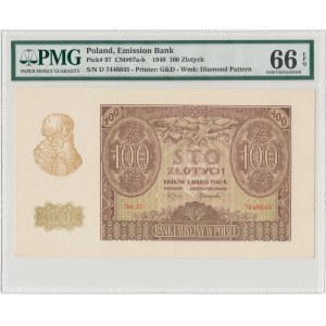 100 złotych 1940 - Ser.D - PMG 66 EPQ