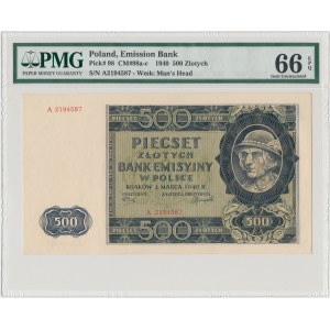 500 złotych 1940 - A - PMG 66 EPQ