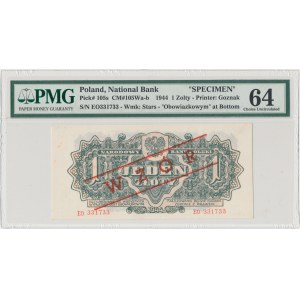 1 złoty 1944 ...owym - EO z nadrukiem WZÓR - PMG 64