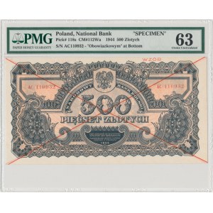 WZÓR 500 złotych 1944 ...owym - AC - PMG 63