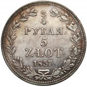 3/4 Ruble = 5 zloty 1837 MW, Warsaw