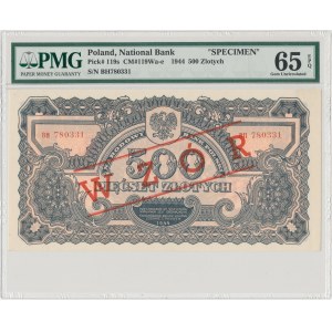 500 złotych 1944 ...owe - BH z nadrukiem WZÓR - PMG 65 EPQ