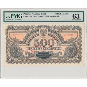 WZÓR 500 złotych 1944 ...owe - Az - PMG 63