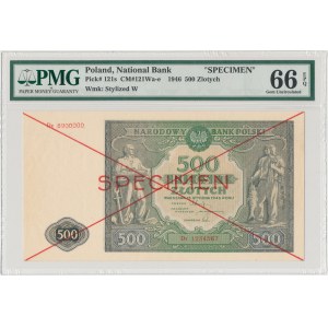 SPECIMEN 500 złotych 1946 - Dz - seria zastępcza - PMG 66 EPQ
