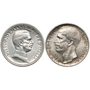 Italy, Victor Emmanuel III, 2 Lire 1917 & 10 Lire 1927 - set (2pcs)