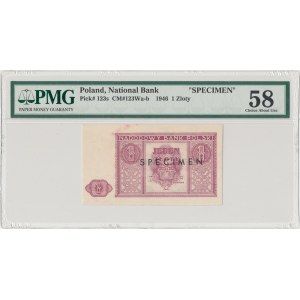 SPECIMEN 1 złoty 1946 - PMG 58