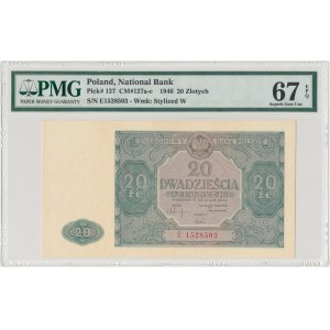 20 złotych 1946 - E - duża litera - PMG 67 EPQ