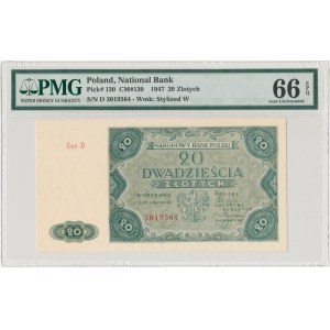 20 złotych 1947 - Ser.D - PMG 66 EPQ