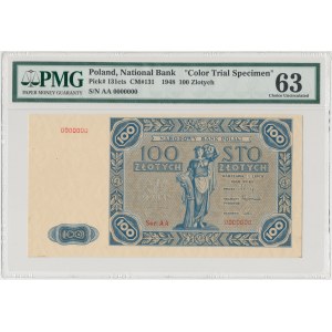 NIEOBIEGOWE 100 złotych 1948 według wzoru 100 złotych 1947 - PMG 63