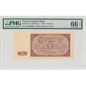5 złotych 1948 - AC - PMG 66 EPQ