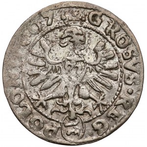 Zygmunt III Waza, Grosz Kraków 1607 - Lewart w owalnej - rzadki