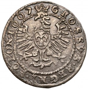Zygmunt III Waza, Grosz Kraków 1607 - Lewart na Aw. / SIGI
