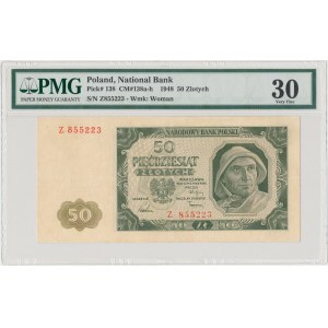 50 złotych 1948 - Z, 6-cyfr - PMG 30