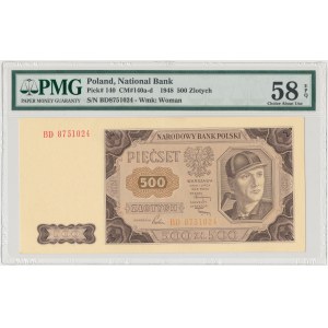 500 złotych 1948 - BD - PMG 58 EPQ