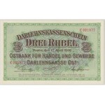 Poznań 3 ruble 1916 ''...wystara'' - C - PMG 55