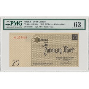 Getto 20 marek 1940 - numerator z podwójnym podkreśleniem - PMG 63