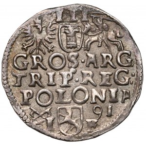 Zygmunt III Waza, Trojak Poznań 1591 - szerokie popiersie