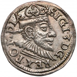 Zygmunt III Waza, Trojak Poznań 1592 - 9Z z prawej, wydłużona twarz