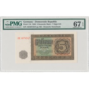 Niemcy, 5 marek 1948 - numeracja 7-cyfrowa - PMG 67 EPQ