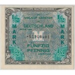 Niemcy, Okupacja aliancka, 1/2 marki 1944 - numeracja 8-cyfrowa, bez F - PMG 64