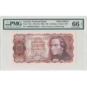 Österreich, MUSTER/SPECIMEN 500 Schilling 1965 - A000000I 000657 - PMG 66 EPQ