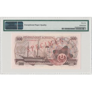 Österreich, MUSTER/SPECIMEN 500 Schilling 1965 - A000000I 000657 - PMG 66 EPQ