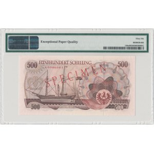 Austria, SPECIMEN 500 Shilling 1965 - A000000I 000657 - PMG 66 EPQ