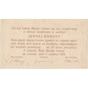 Lwów, 1 korona 1919 - Ser.O