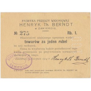 Zawiercie, HENRYK Th. BERNDT, 1 rubel 1914