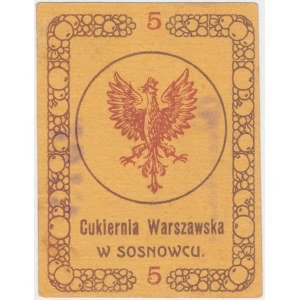 Sosnowiec, Cukiernia Warszawska, 5 kopiejek 1917