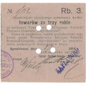 Ogrodzieniec, Tow. Akcyjne Fabryki Portland-Cementu, 3 ruble 1914