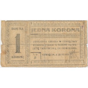 Oświęcim, Drukarnia Grossa, 1 korona 1919 - B