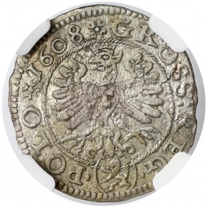 Zygmunt III Waza, Grosz Kraków 1608 - smoczy orzeł - b. rzadki