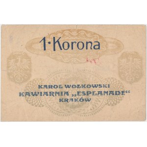 Kraków, Kawiarnia ESPLANADE K. Wołkowski, 1 korona (1919) - ze stemplem i numerem