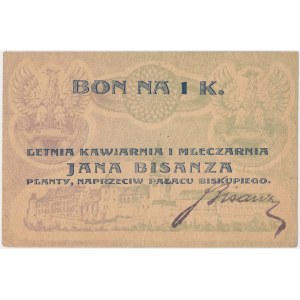 Kraków, Letnia Kawiarnia i Mleczarnia J. BISANZA, 1 korona (1919)