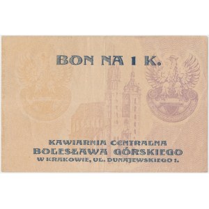 Kraków, Kawiarnia Centralna B. GÓRSKIEGO, 1 korona (1919)