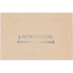 Kraków, Cukiernia J. NOWOROLSKIEGO, 50 halerzy - ze stemplem i podpisem