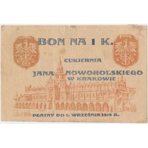 Kraków, Cukiernia J. NOWOROLSKIEGO, 1 korona - numer odręczny