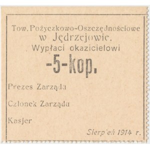 Jędrzejów, Tow. Pożyczkowo-Oszczędnościowe, 5 kopiejek 1914 - bez podpisów