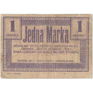 Janówiec, Bank Ludowy, 1 marka 1919 - stempel krótki