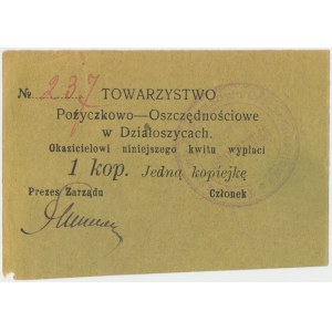 Działoszyce, Tow. Pożyczkowo-Oszczędnościowe, 1 kopiejka (1914)