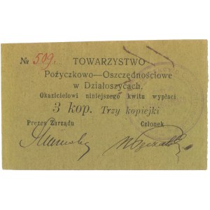 Działoszyce, Tow. Pożyczkowo-Oszczędnościowe, 3 kopiejki (1914)