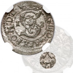 Zygmunt III Waza, Szeląg Wilno 1618 - bez herbu - rzadki