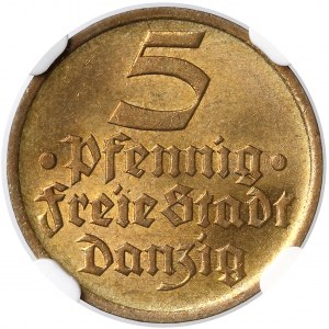 Gdańsk, 5 fenigów 1932 Flądra - NGC MS65