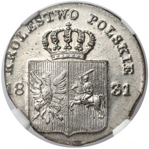 Powstanie Listopadowe, 10 groszy 1831 KG - wygięte - NGC MS66