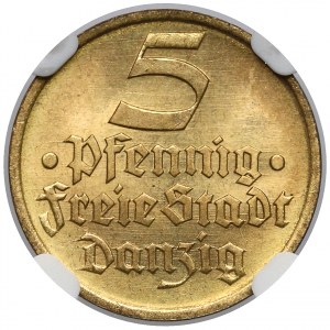 Gdańsk, 5 fenigów 1932 Flądra - NGC MS67