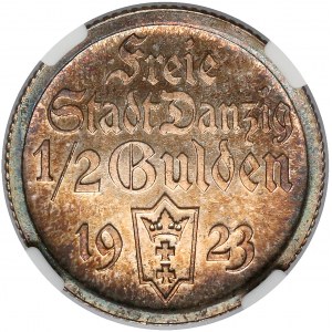 Gdańsk, LUSTRZANKA 1/2 guldena 1923 - NGC PF67