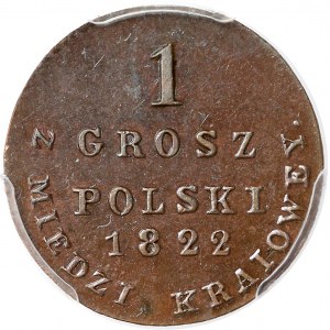 1 polish groats 1822 I.B. z MIEDZI - novodel - PCSGS MS65 BN